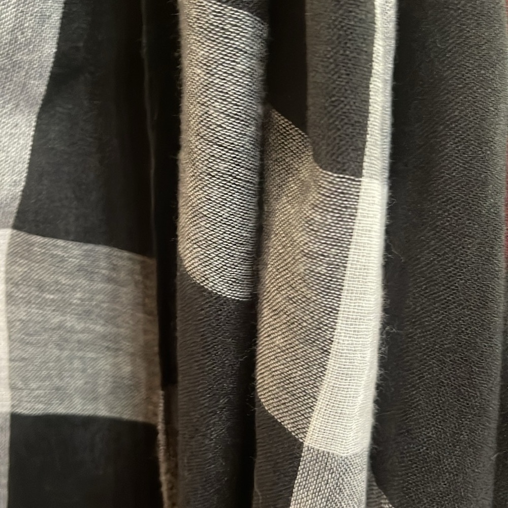 Red, black, and gray scarf with fringe - Picture 3 of 8